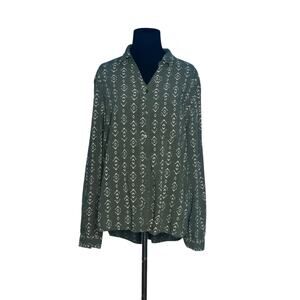 George green white print long sleeves button shirt size XL